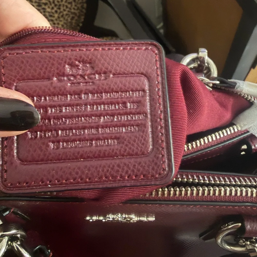 Coach Wine Red Leather Satchel with Silver Hardware - Picture 4 of 8